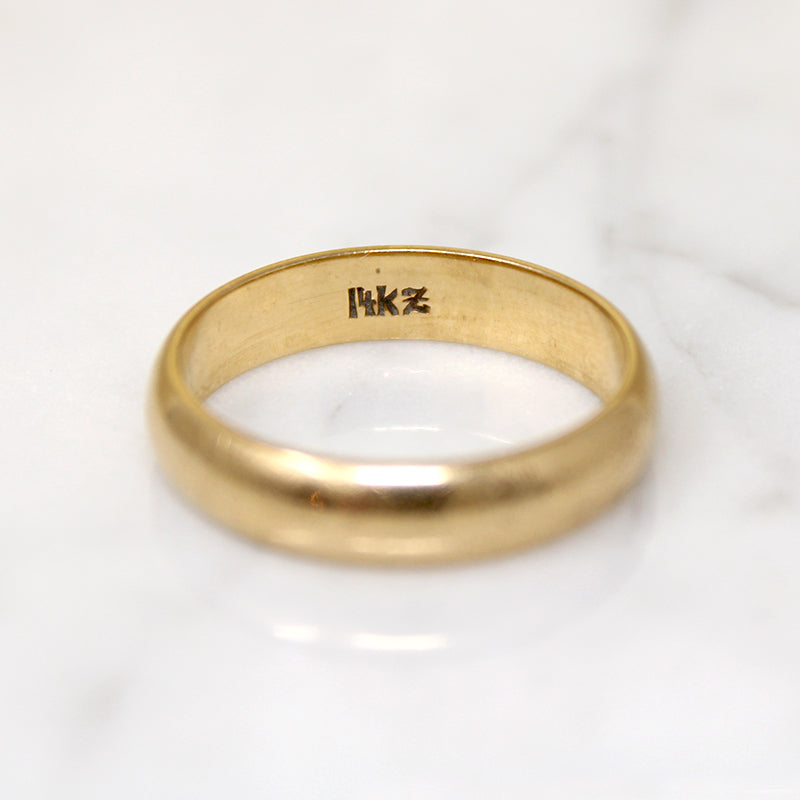 Classic Size 10 14k Gold Half Round Wedding Band