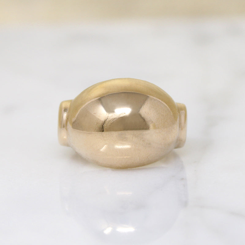 14k Gold Dome Ring with Retro Details