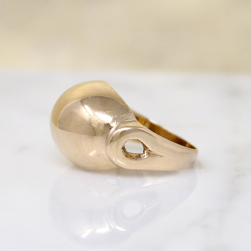 14k Gold Dome Ring with Retro Details
