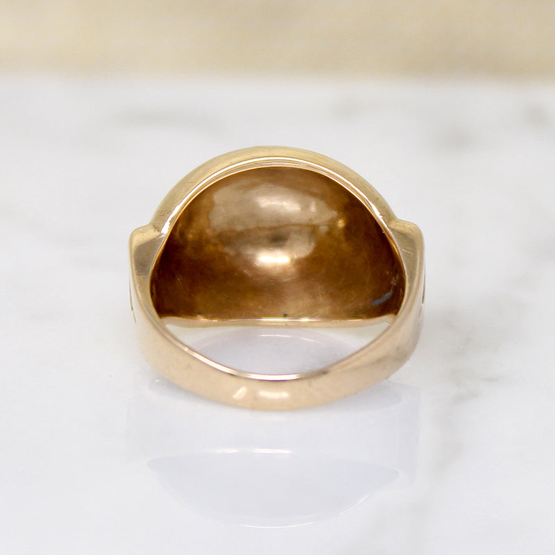 14k Gold Dome Ring with Retro Details
