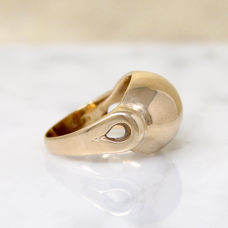 14k Gold Dome Ring with Retro Details