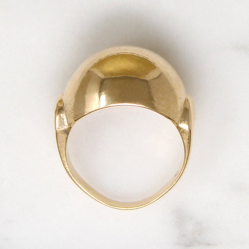 14k Gold Dome Ring with Retro Details