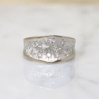 Convex White Gold Band with Star-Set Diamonds