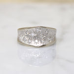 Convex White Gold Band with Star-Set Diamonds