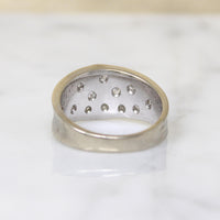 Convex White Gold Band with Star-Set Diamonds