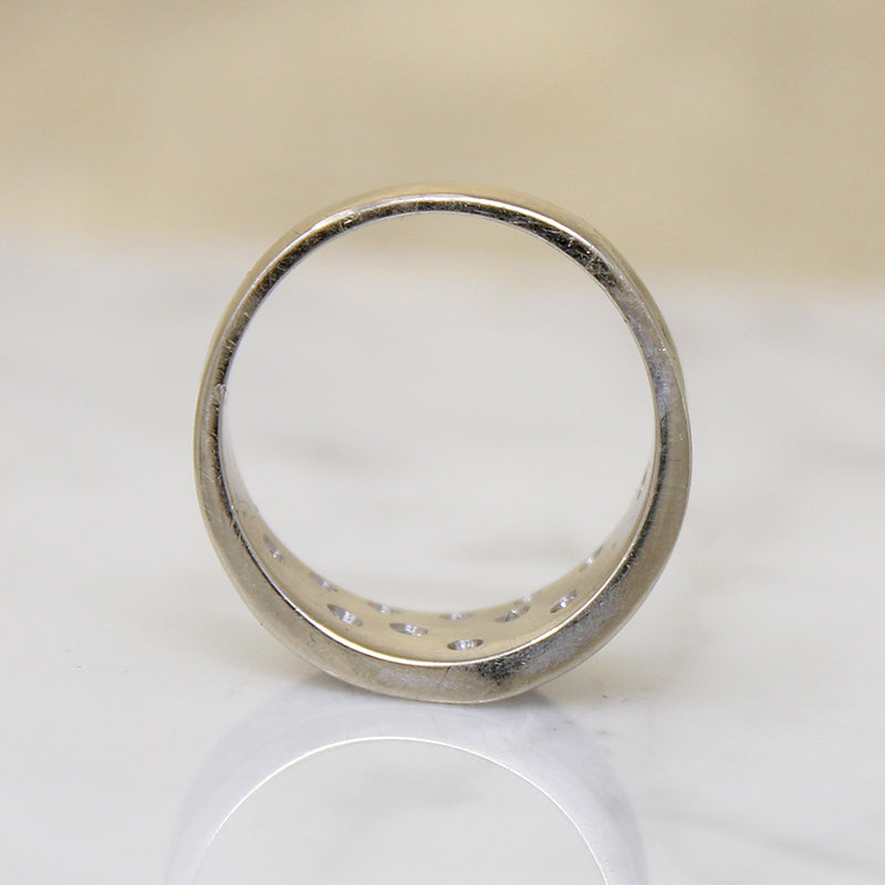 Convex White Gold Band with Star-Set Diamonds