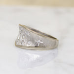 Convex White Gold Band with Star-Set Diamonds