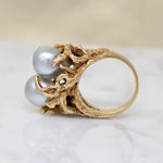 Magical Modernist Toi et Moi Silver Pearl & Gold Ring
