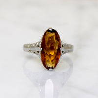 Smouldering Citrine in Sinuous Filigree Ring