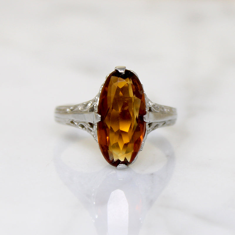 Smouldering Citrine in Sinuous Filigree Ring