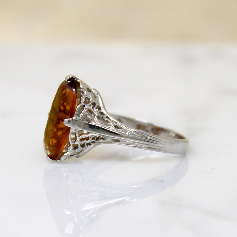 Smouldering Citrine in Sinuous Filigree Ring
