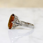Smouldering Citrine in Sinuous Filigree Ring