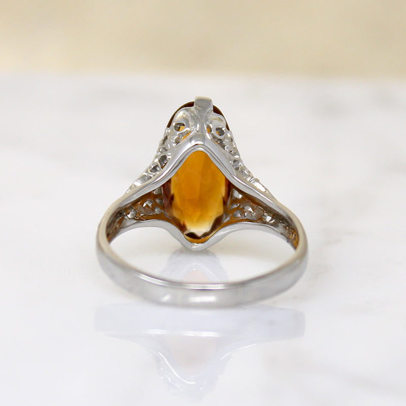Smouldering Citrine in Sinuous Filigree Ring