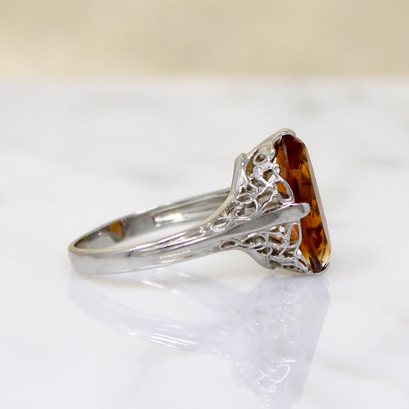 Smouldering Citrine in Sinuous Filigree Ring