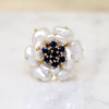 Mid Century Pearl & Sapphire Flower Ring