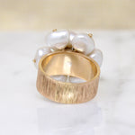 Mid Century Pearl & Sapphire Flower Ring