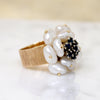 Mid Century Pearl & Sapphire Flower Ring