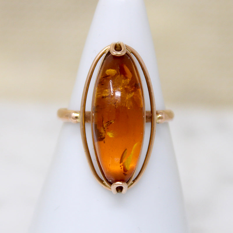 Graceful Russian Amber Mid Century Ring