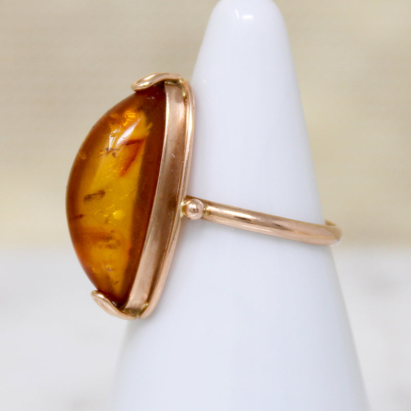 Graceful Russian Amber Mid Century Ring