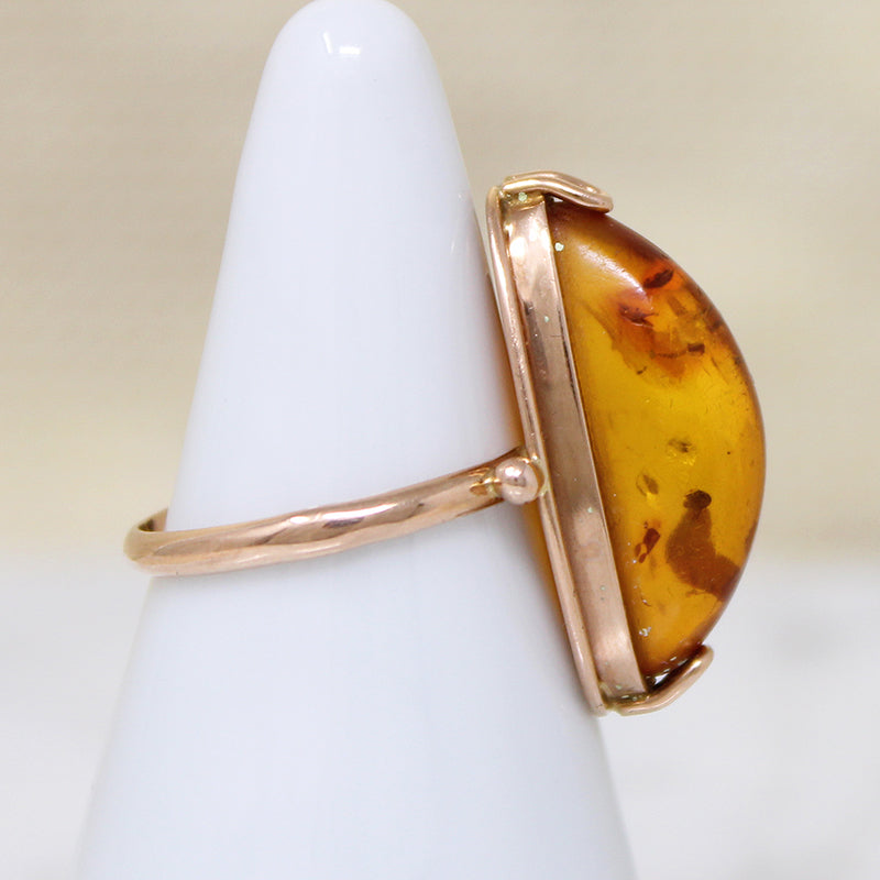 Graceful Russian Amber Mid Century Ring