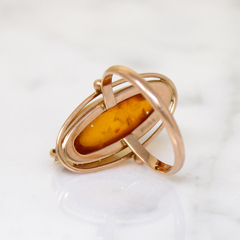 Graceful Russian Amber Mid Century Ring