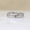 Romantic Flowers & Diamonds Engraved Platinum Band