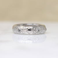 Romantic Flowers & Diamonds Engraved Platinum Band