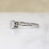Bright White Diamond in 1950's Platinum Solitaire Ring
