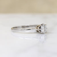 Bright White Diamond in 1950's Platinum Solitaire Ring