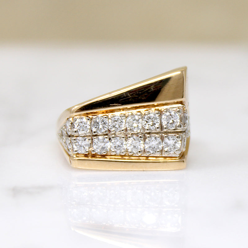 Asymmetrical Angles Diamond & Gold Modernist Ring