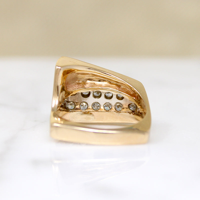Asymmetrical Angles Diamond & Gold Modernist Ring