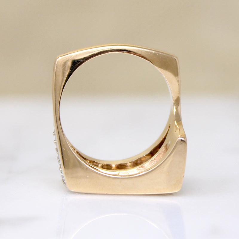 Asymmetrical Angles Diamond & Gold Modernist Ring