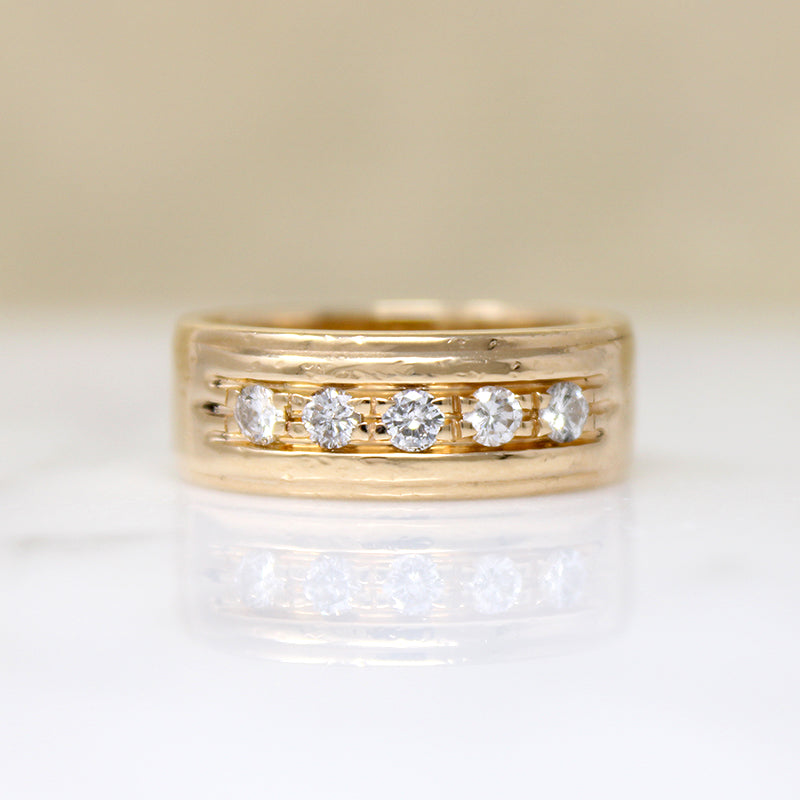 Swanky Wide Diamond & Gold Band