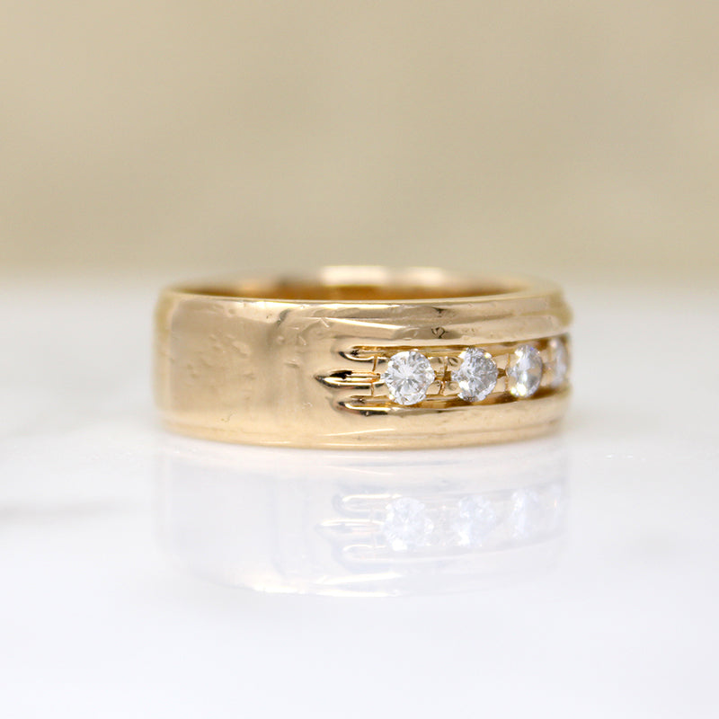 Swanky Wide Diamond & Gold Band