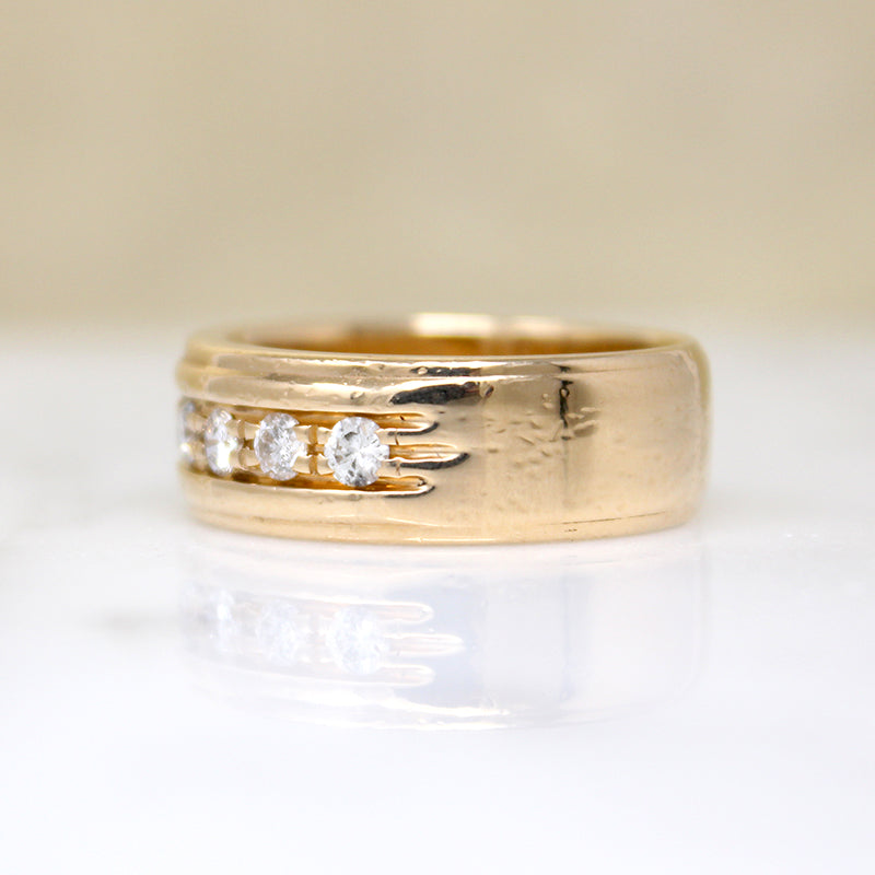 Swanky Wide Diamond & Gold Band