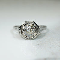 Belias 18k Filigree Old Mine Cut Diamond Engagement Ring
