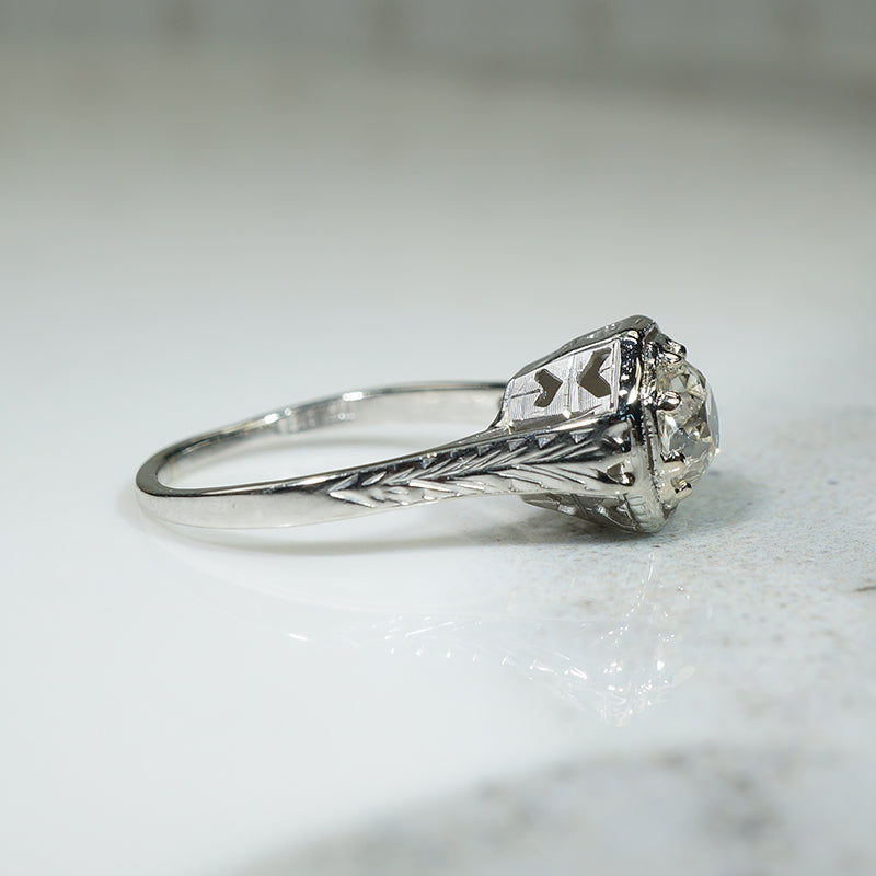 Vintage Belias Filigree OMC Diamond Solitaire