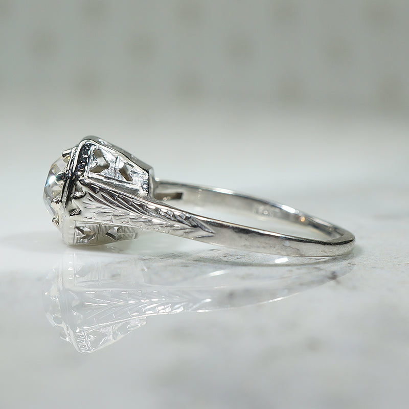 Belias 18k Filigree Old Mine Cut Diamond Engagement Ring