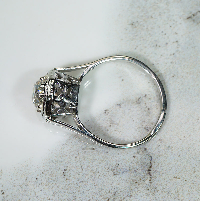 Belias 18k Filigree Old Mine Cut Diamond Engagement Ring