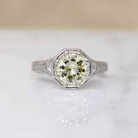 Pale Yellow Diamond in Glamorous Platinum Engagement Ring