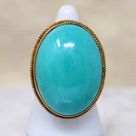Impressive Teal Turquoise & Gold Statement Ring