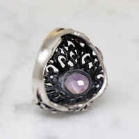 Elaborate Sterling Silver Filigree & Amethyst Ring