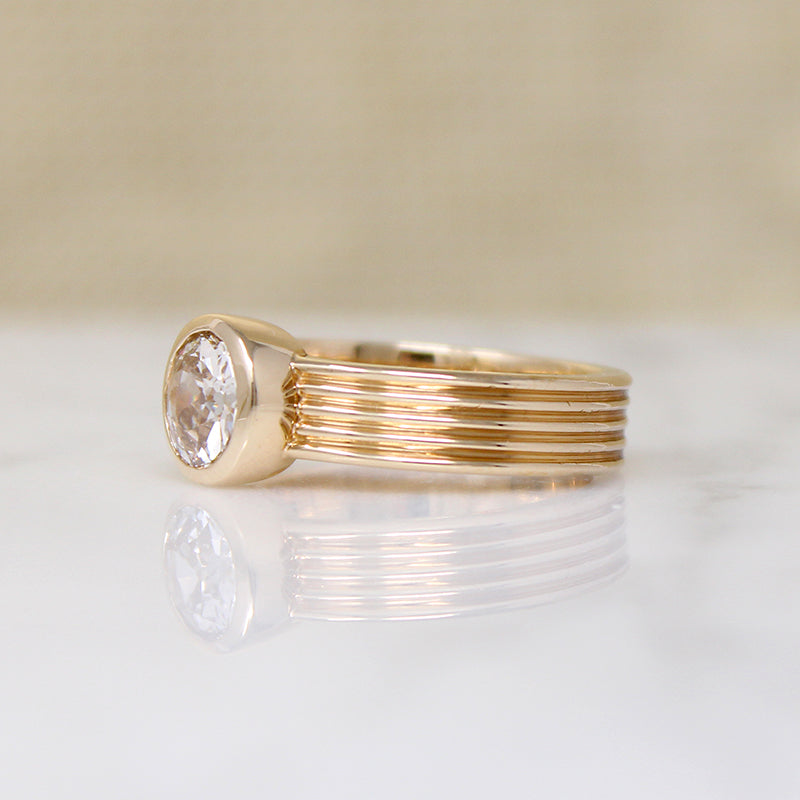 Warm Old European Cut Diamond in Sophisticated Bezel Ring