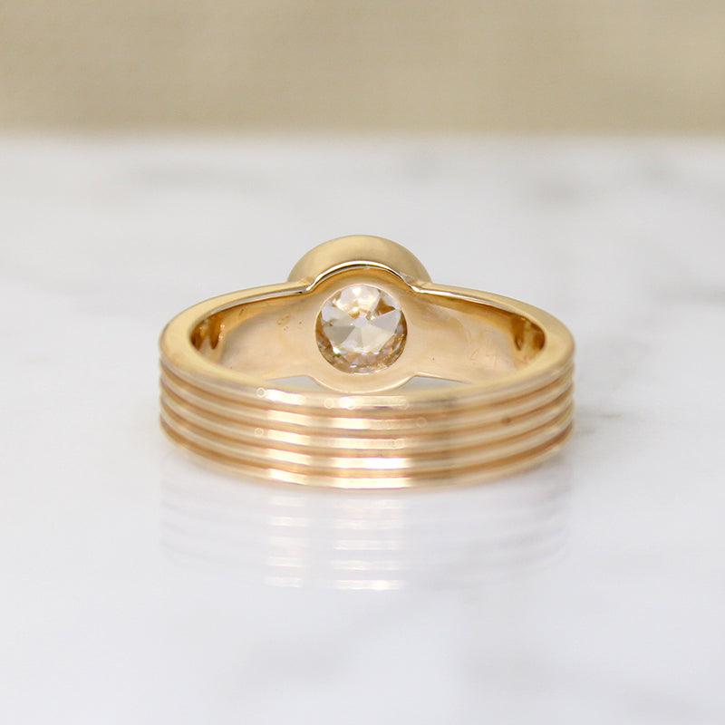 Warm Old European Cut Diamond in Sophisticated Bezel Ring