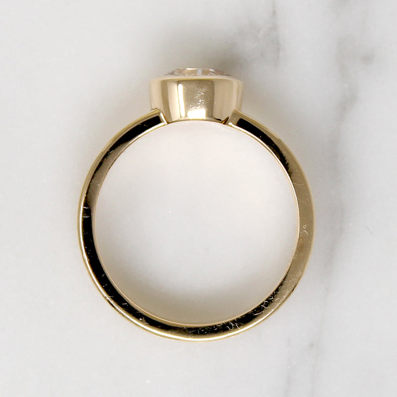 Warm Old European Cut Diamond in Sophisticated Bezel Ring