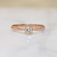 Old Mine Cushion Cut Diamond in Rosy Gold Solitaire Ring