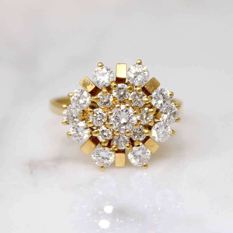 Fantastic Firework Diamond & Gold Cluster Ring