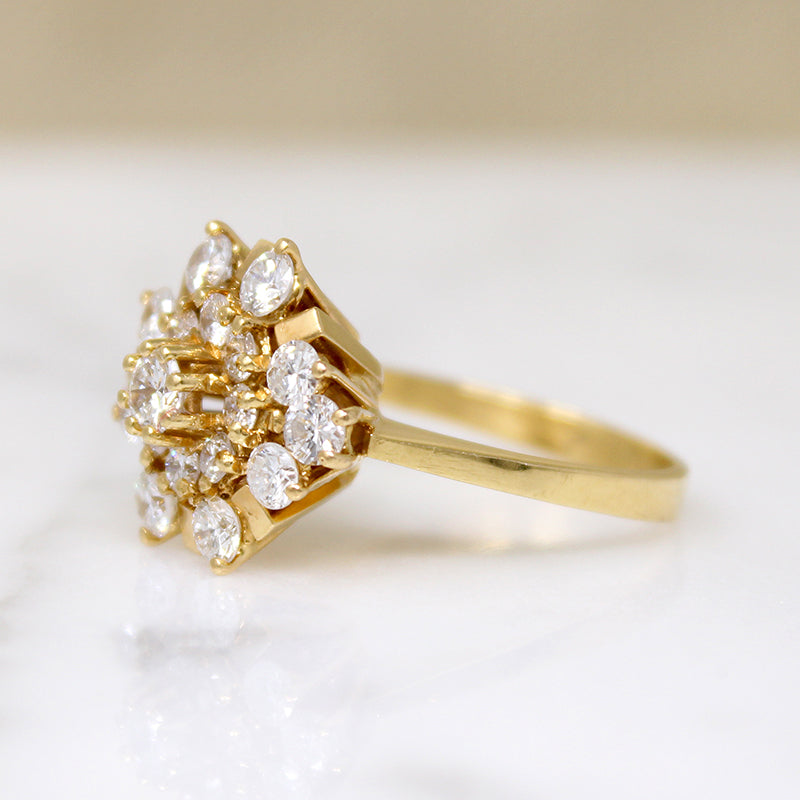 Fantastic Firework Diamond & Gold Cluster Ring