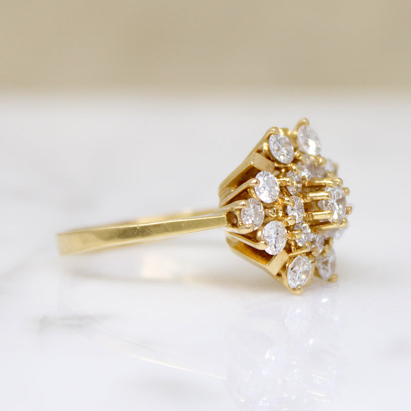 Fantastic Firework Diamond & Gold Cluster Ring