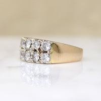 Double Row of Diamonds Bold Two-Tone Band